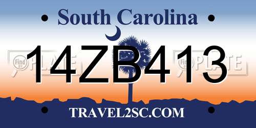 14ZB413 South Carolina License Plate
