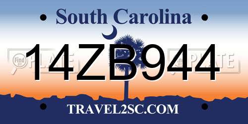 14ZB944 South Carolina License Plate