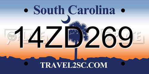 14ZD269 South Carolina License Plate