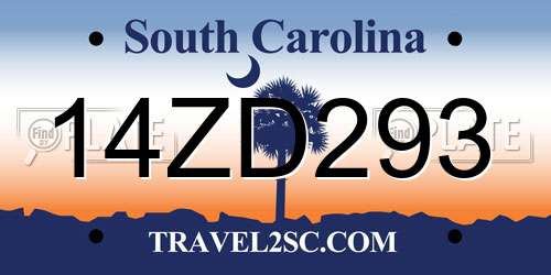 14ZD293 South Carolina License Plate