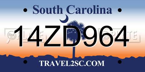 14ZD964 South Carolina License Plate