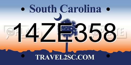 14ZE358 South Carolina License Plate