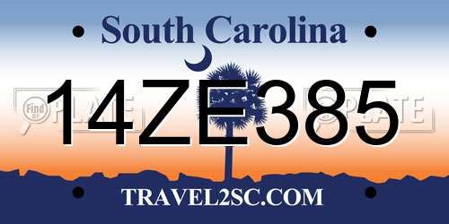 14ZE385 South Carolina License Plate