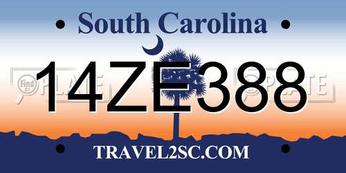 14ZE388 South Carolina License Plate