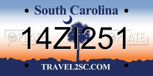 14ZI251 South Carolina License Plate