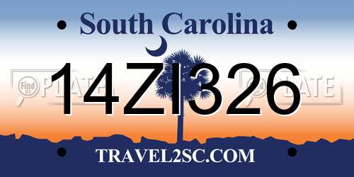 14ZI326 South Carolina License Plate