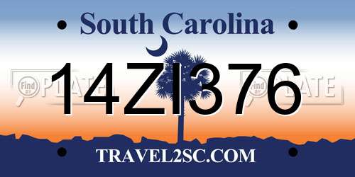 14ZI376 South Carolina License Plate
