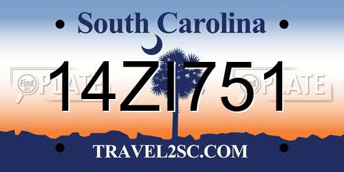 14ZI751 South Carolina License Plate