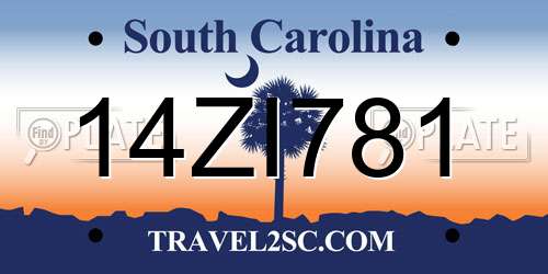14ZI781 South Carolina License Plate