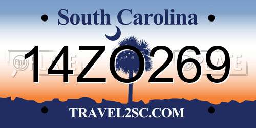 14ZO269 South Carolina License Plate