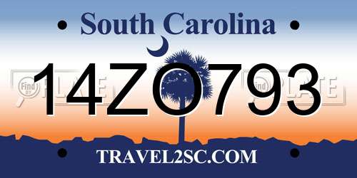 14ZO793 South Carolina License Plate