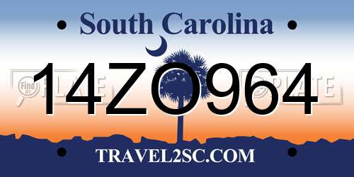 14ZO964 South Carolina License Plate