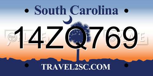 14ZQ769 South Carolina License Plate