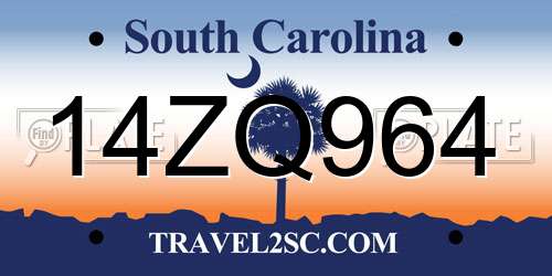 14ZQ964 South Carolina License Plate