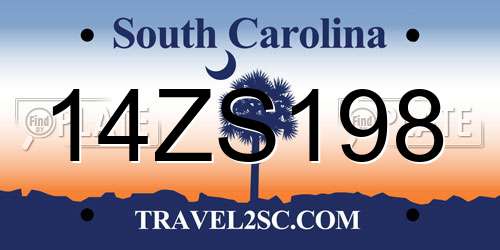 14ZS198 South Carolina License Plate