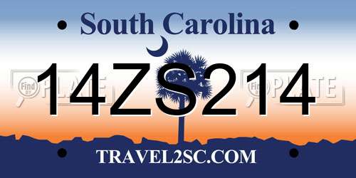 14ZS214 South Carolina License Plate