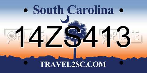 14ZS413 South Carolina License Plate