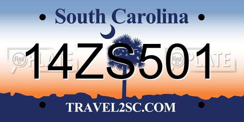 14ZS501 South Carolina License Plate