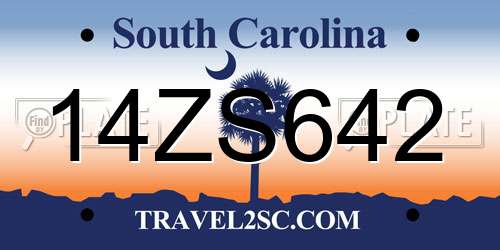 14ZS642 South Carolina License Plate