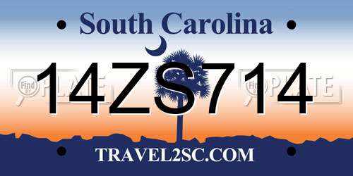 14ZS714 South Carolina License Plate