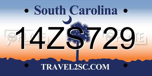 14ZS729 South Carolina License Plate