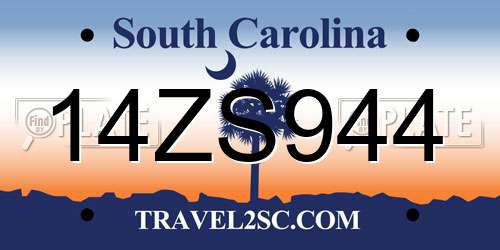 14ZS944 South Carolina License Plate