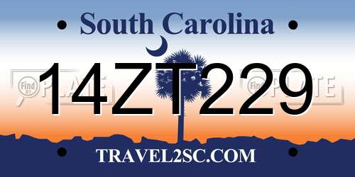 14ZT229 South Carolina License Plate