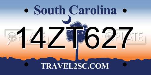 14ZT627 South Carolina License Plate