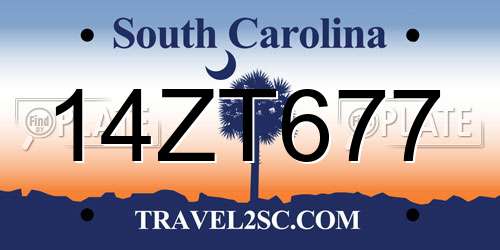 14ZT677 South Carolina License Plate