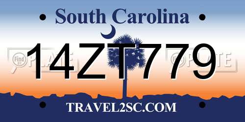 14ZT779 South Carolina License Plate