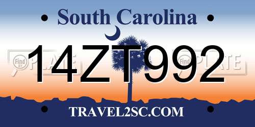 14ZT992 South Carolina License Plate