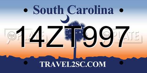 14ZT997 South Carolina License Plate