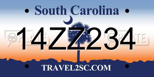 14ZZ234 South Carolina License Plate