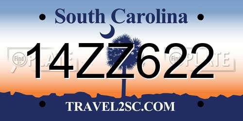 14ZZ622 South Carolina License Plate