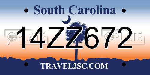 14ZZ672 South Carolina License Plate