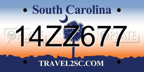 14ZZ677 South Carolina License Plate