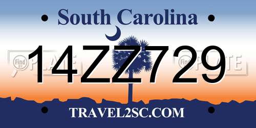 14ZZ729 South Carolina License Plate