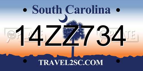 14ZZ734 South Carolina License Plate