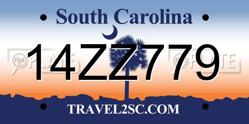 14ZZ779 South Carolina License Plate