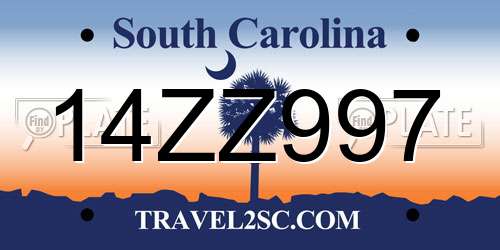 14ZZ997 South Carolina License Plate