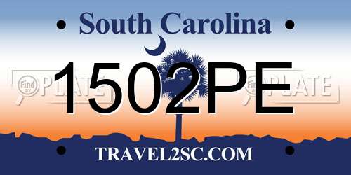 1502PE South Carolina License Plate