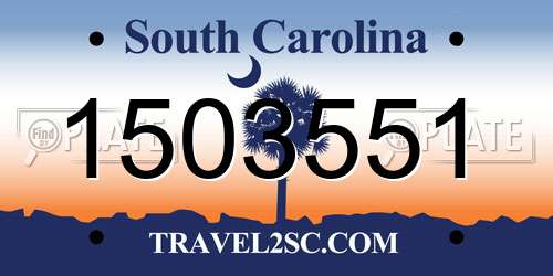 1503551 South Carolina License Plate