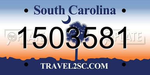 1503581 South Carolina License Plate