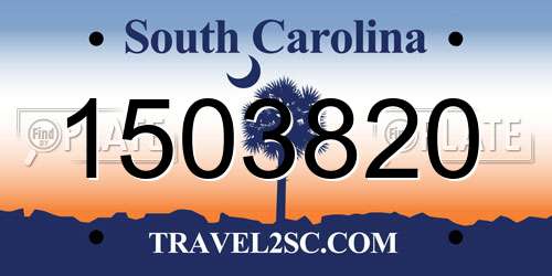 1503820 South Carolina License Plate