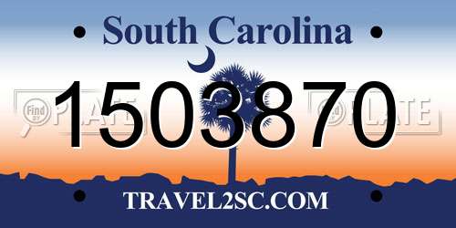 1503870 South Carolina License Plate