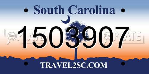 1503907 South Carolina License Plate