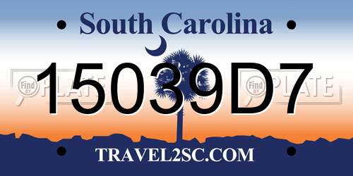 15039D7 South Carolina License Plate
