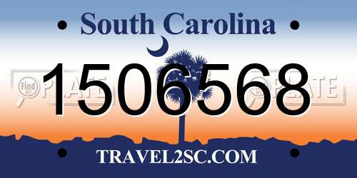 1506568 South Carolina License Plate