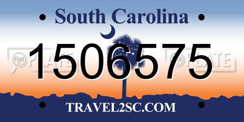 1506575 South Carolina License Plate