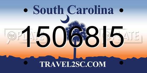 15068I5 South Carolina License Plate